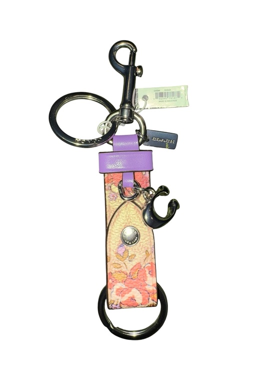 Coach Accessories - Coach Floral Leather Key Fob in Pink and Lavender NWT